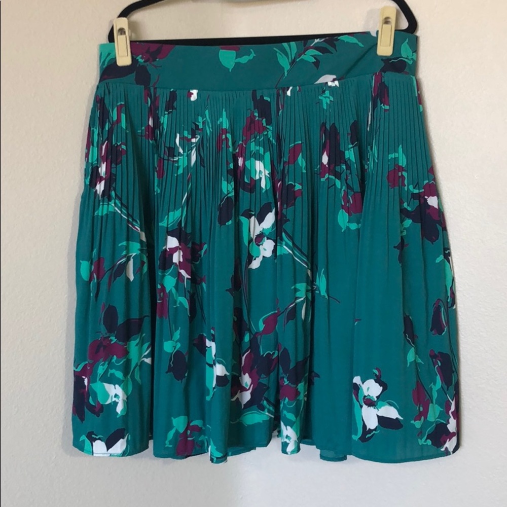 Teal floral print XL Merona pleated full skirt